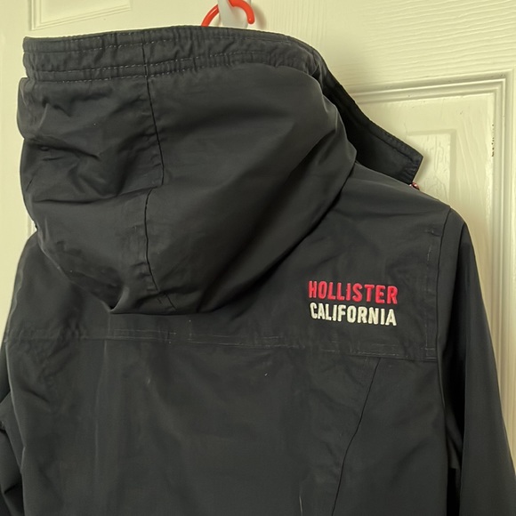 HOLLISTER CALIFORNIA all-weather jacket navy Sz M pink logo - Picture 12 of 14